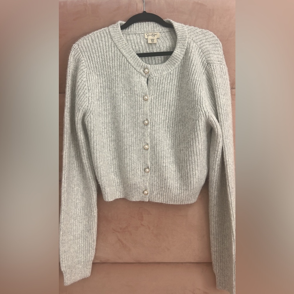 Jessica Simpson Cream Ribbed Knit Cardigan Sweater
